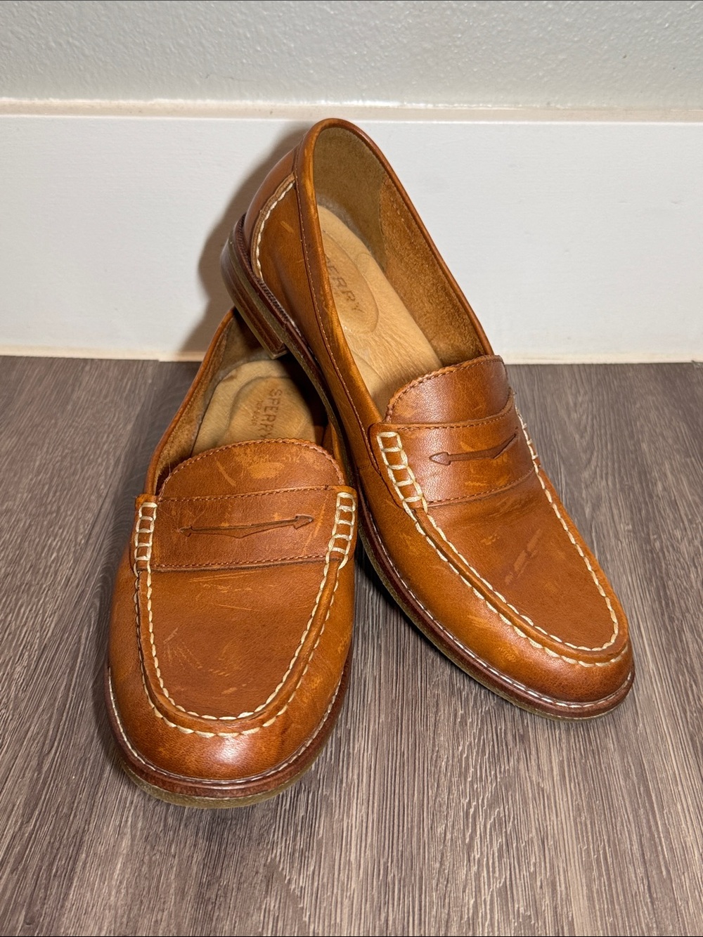 Sperry Top-Sider Seaport Light Brown Leather Penny Loafers Womens 8 - Picture 2 of 9